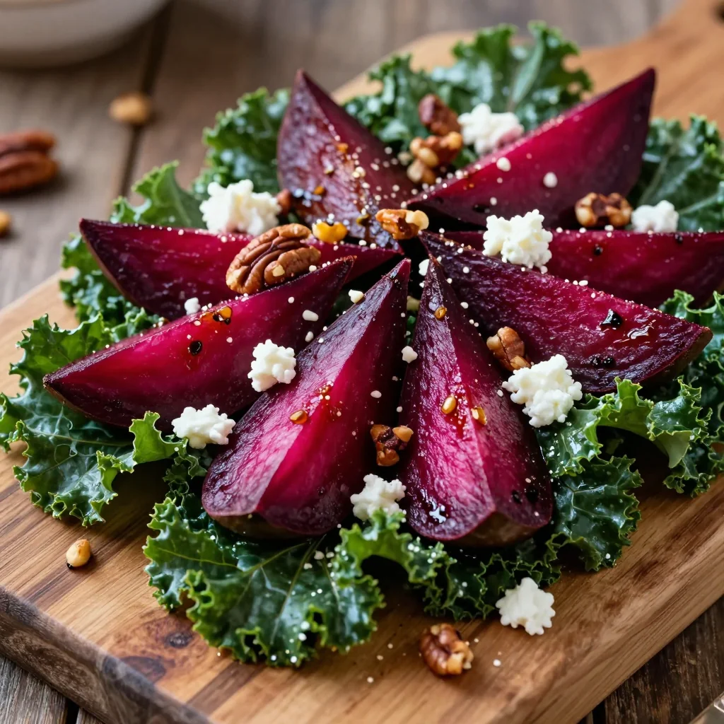 roasted beet and kale salad with citrus vinaigrette for winter meals