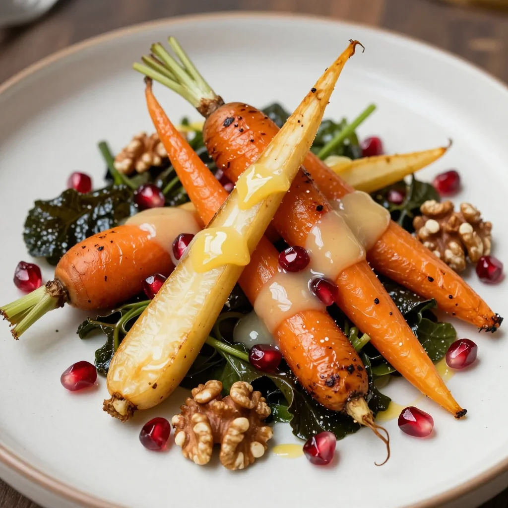 roasted carrot and parsnip salad with citrus dressing for winter