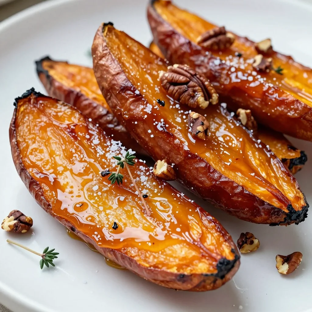 roasted sweet potatoes with maple glaze and pecans for festive sides