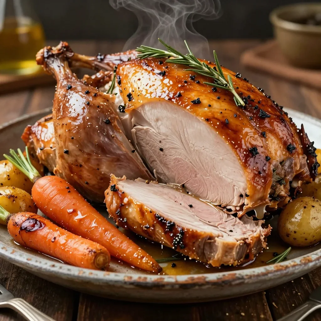 savory herb roasted turkey breast with root vegetables for january suppers