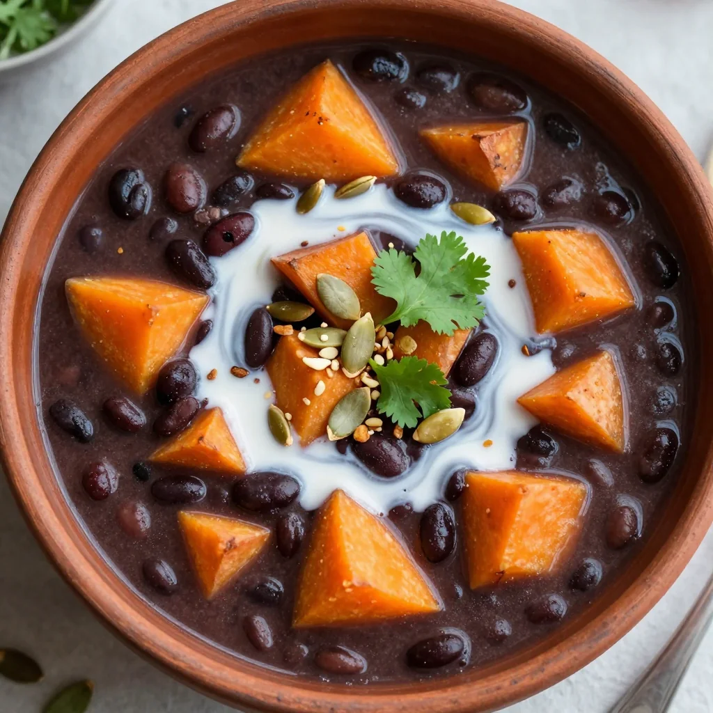 Slow Cooker Black Bean and Sweet Potato Soup for Vegan