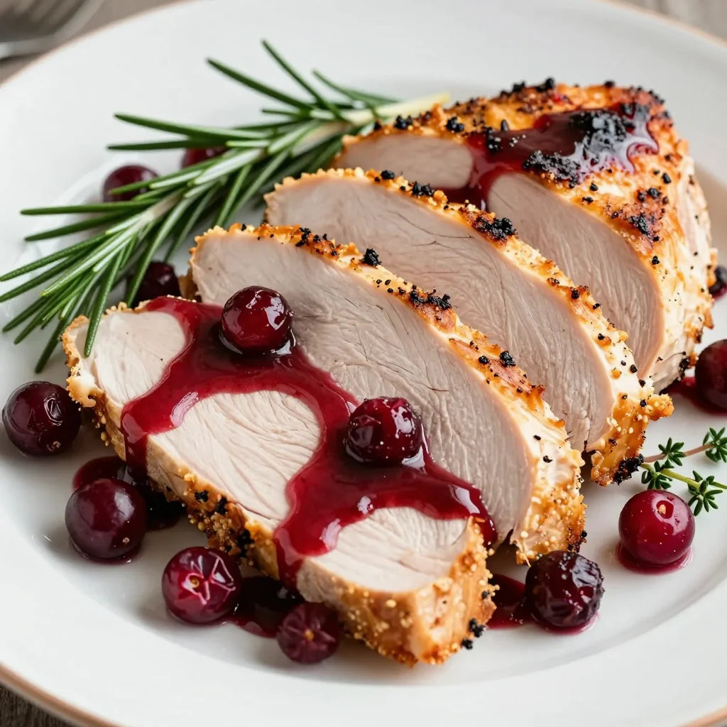 tender herbcrusted turkey breast with cranberry glaze for christmas