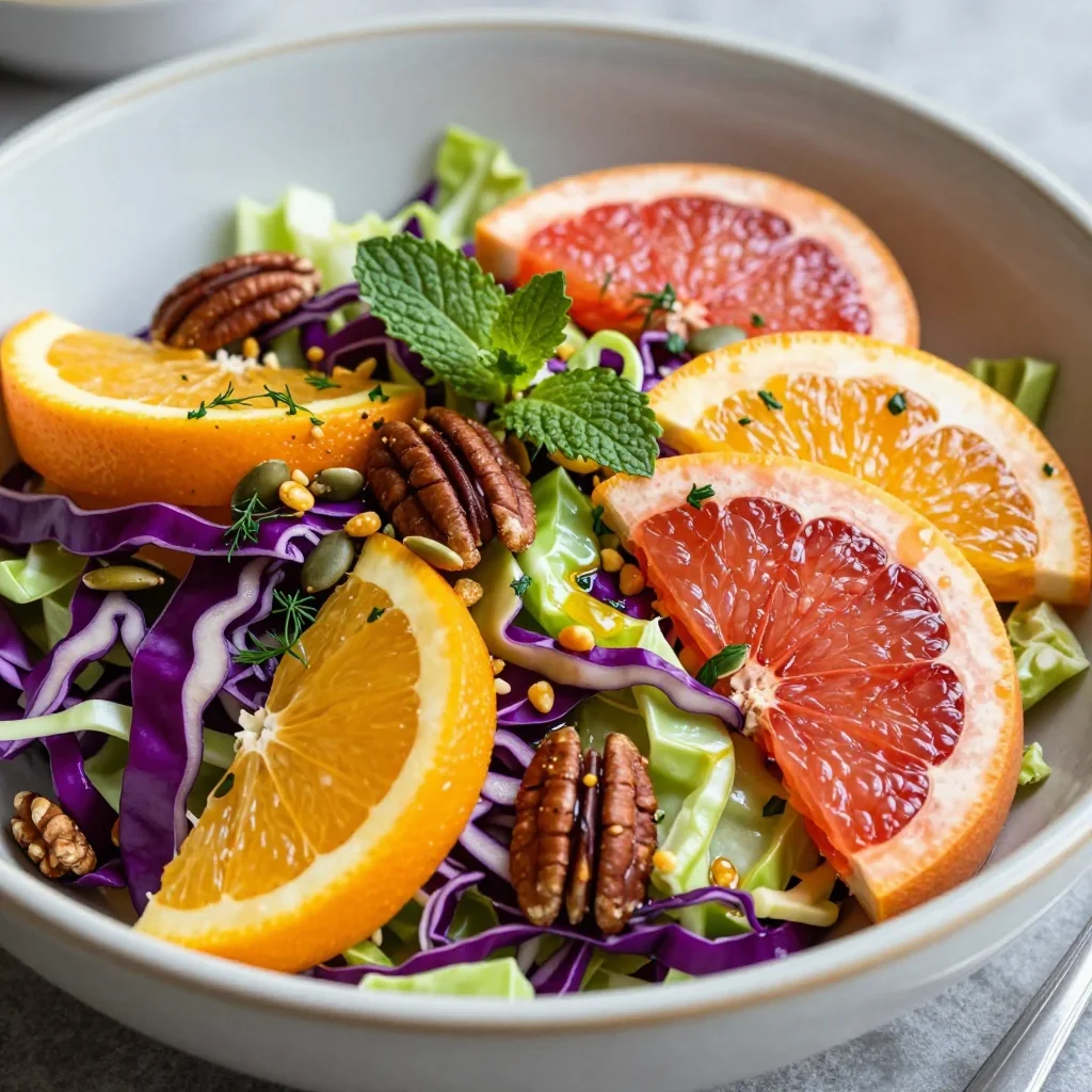 warm citrus and cabbage salad with toasted nuts for new year reset