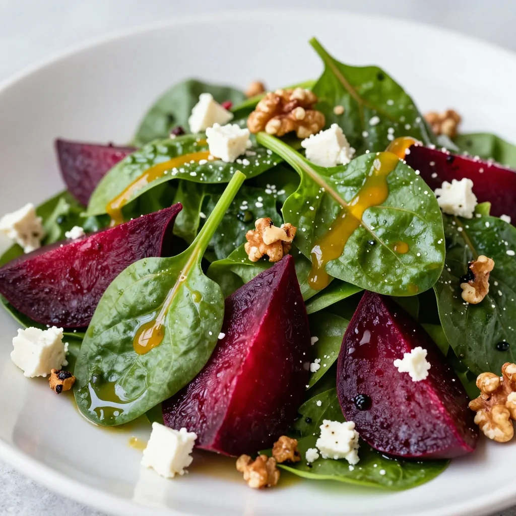 Warm citrus and spinach salad with roasted beets