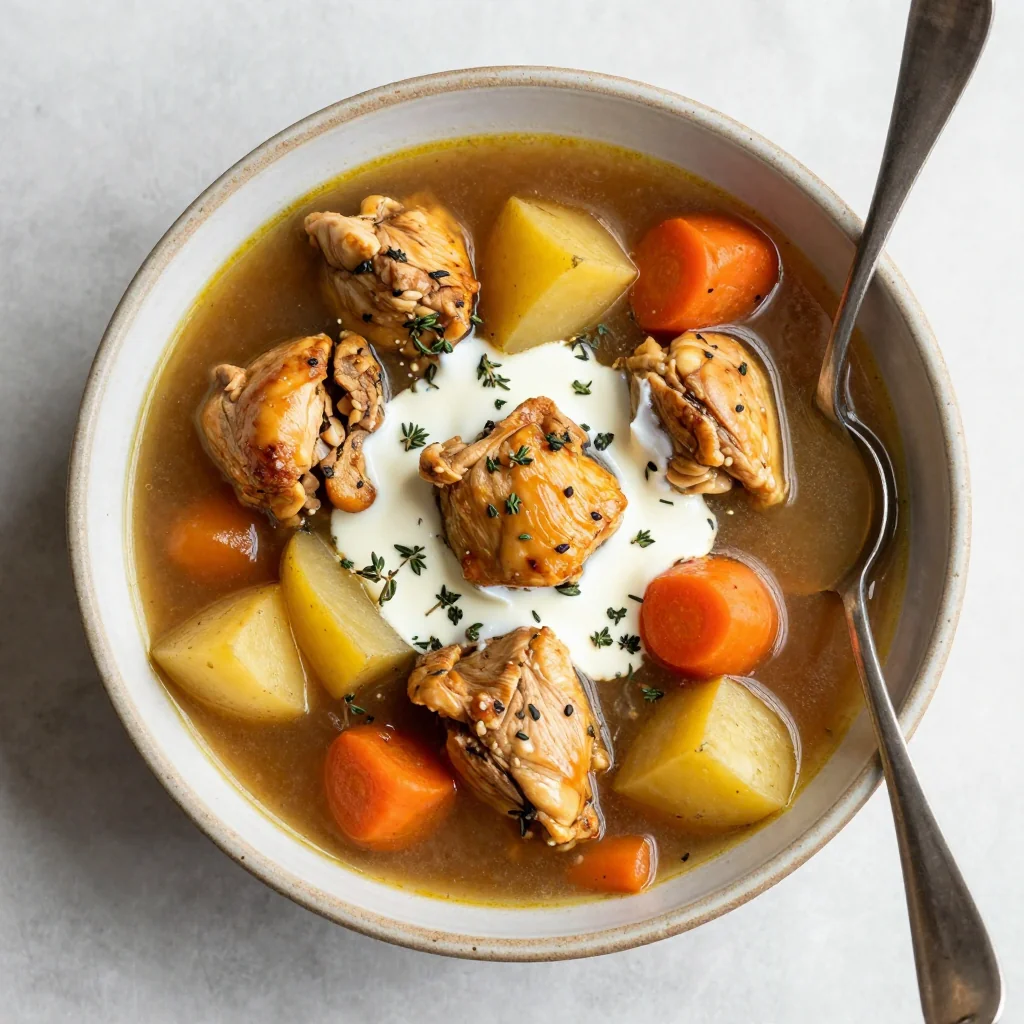 warm slow cooker chicken and root vegetable stew for cold nights