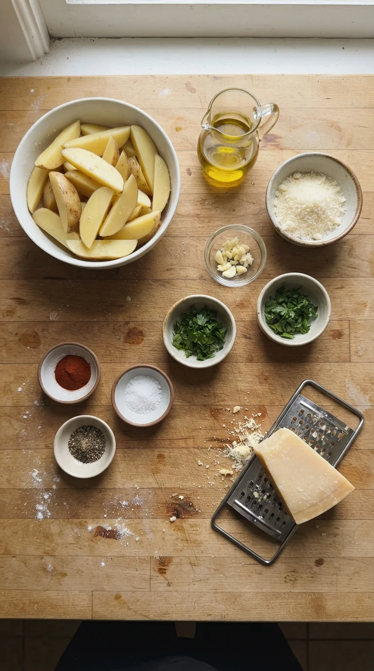 Ingredients for Airfryer Crispy Parmesan Potatoes Recipe