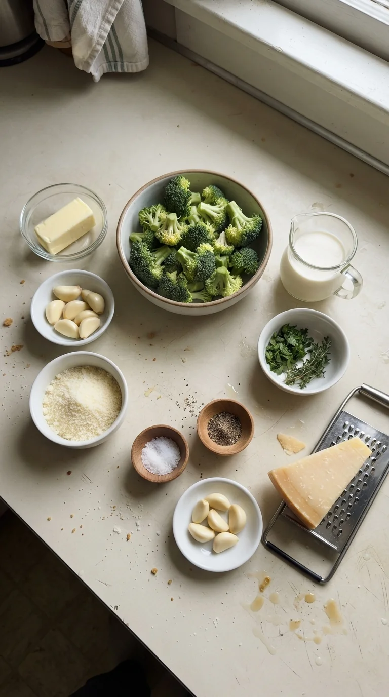 Ingredients for Easy Broccoli Parmesan Garlic