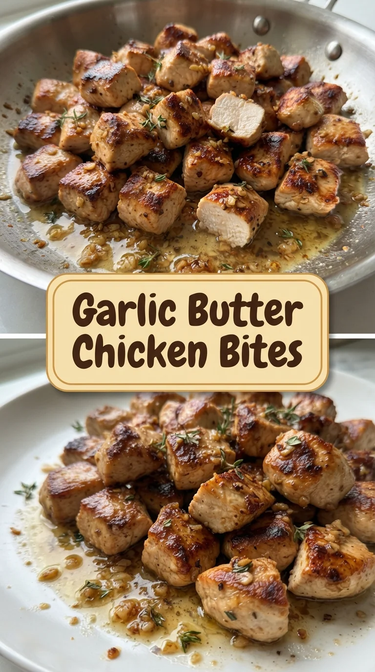 Golden chicken cubes coated in garlic butter, thyme, and paprika, cooked until crisp and juicy.