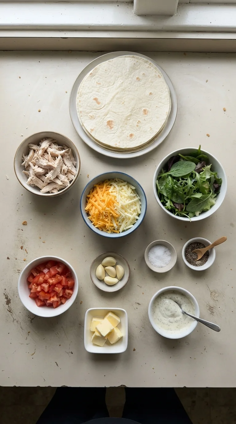 Ingredients for Garlic Butter Chicken Wraps – Quick Lunch