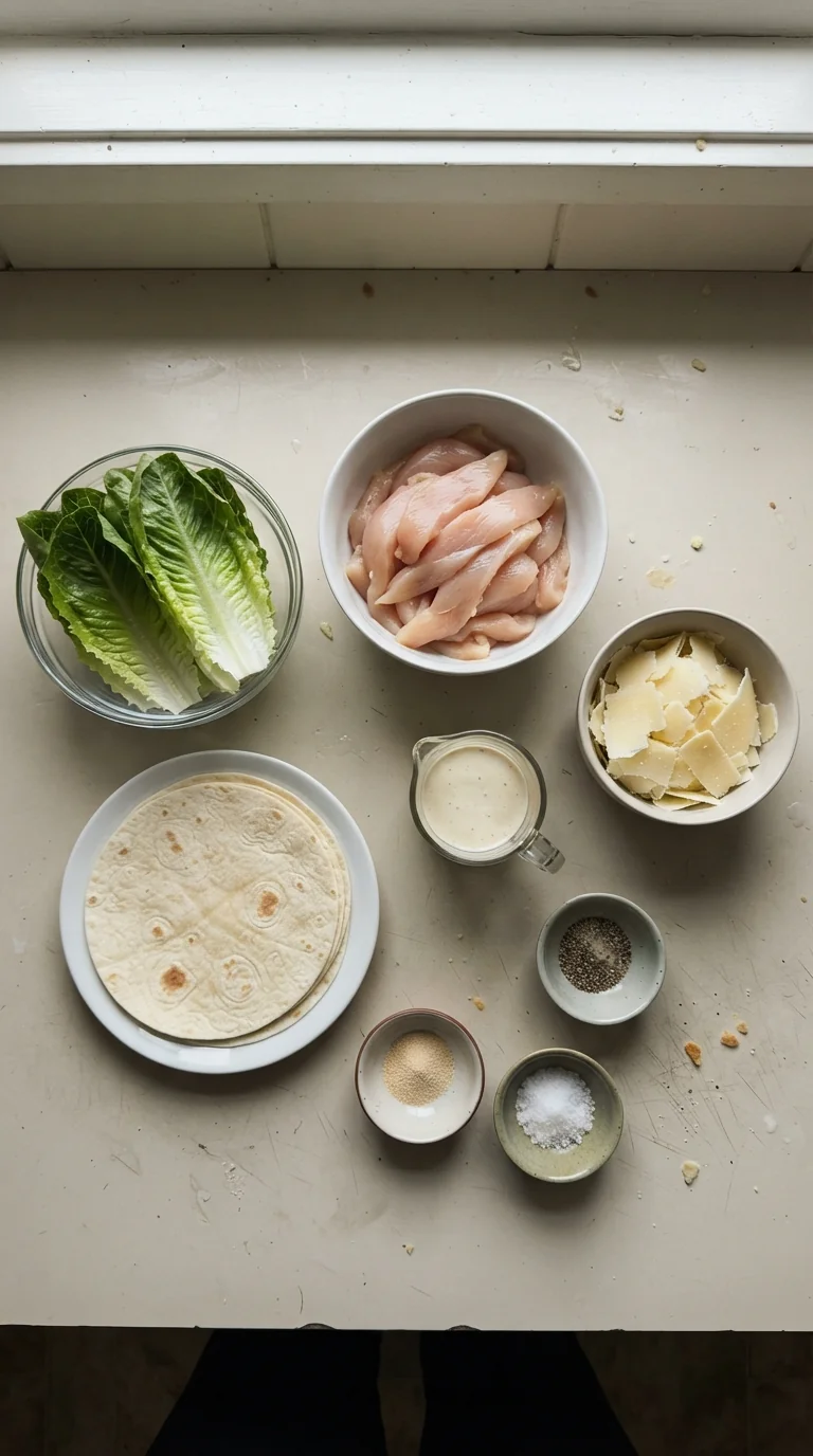 Ingredients for Grilled Chicken Caesar Wraps