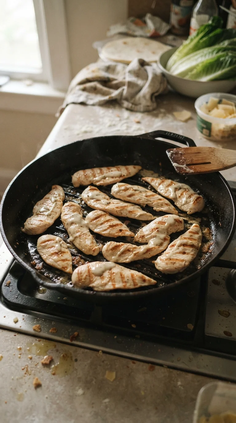Step-by-step cooking of Grilled Chicken Caesar Wraps