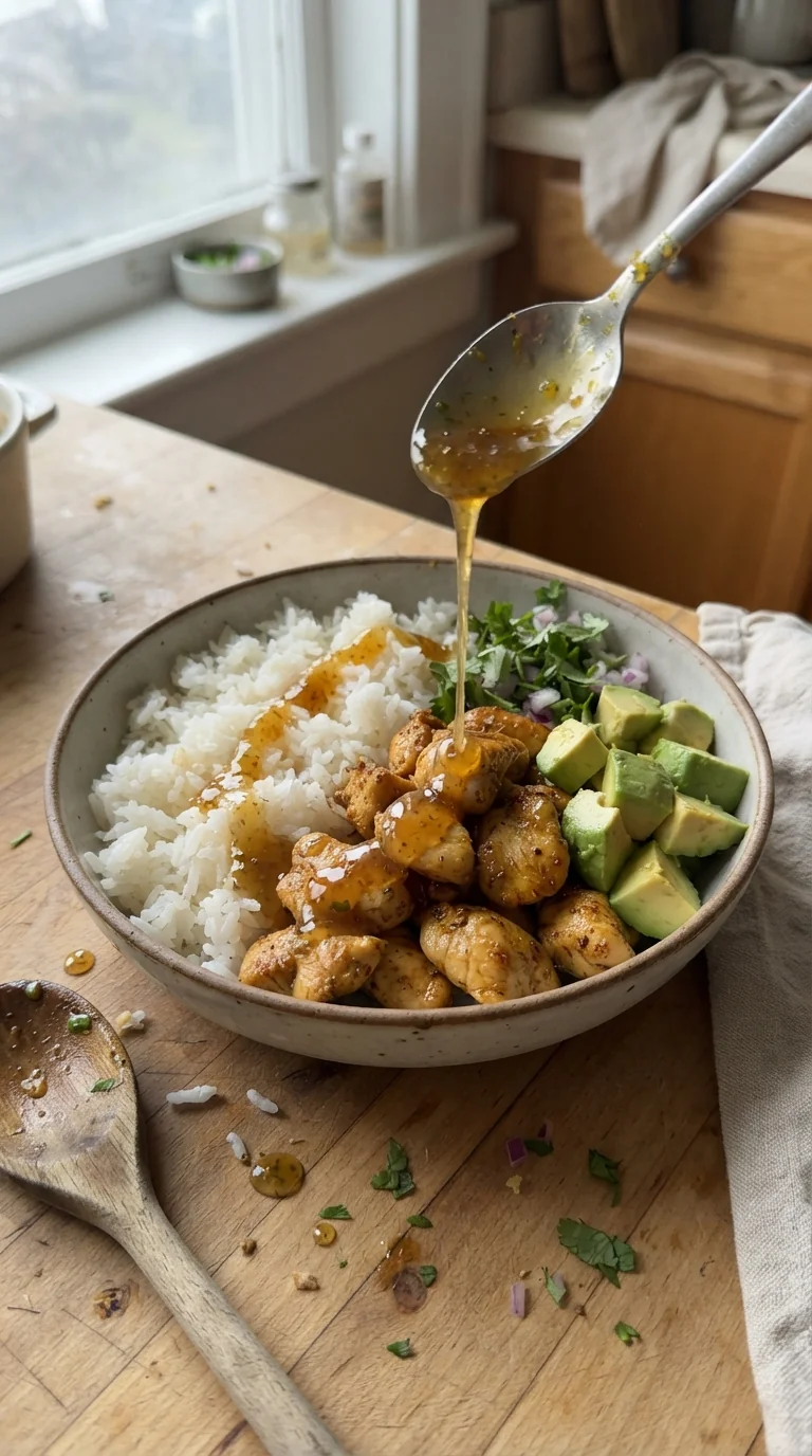 Step-by-step cooking of Honey Lime Chicken & Avocado Rice Bowl