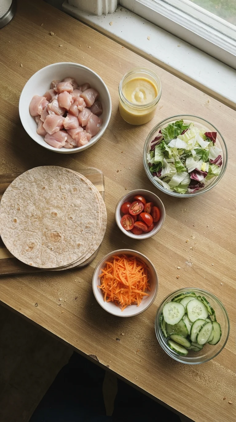 Ingredients for Honey Mustard Chicken Salad Wraps