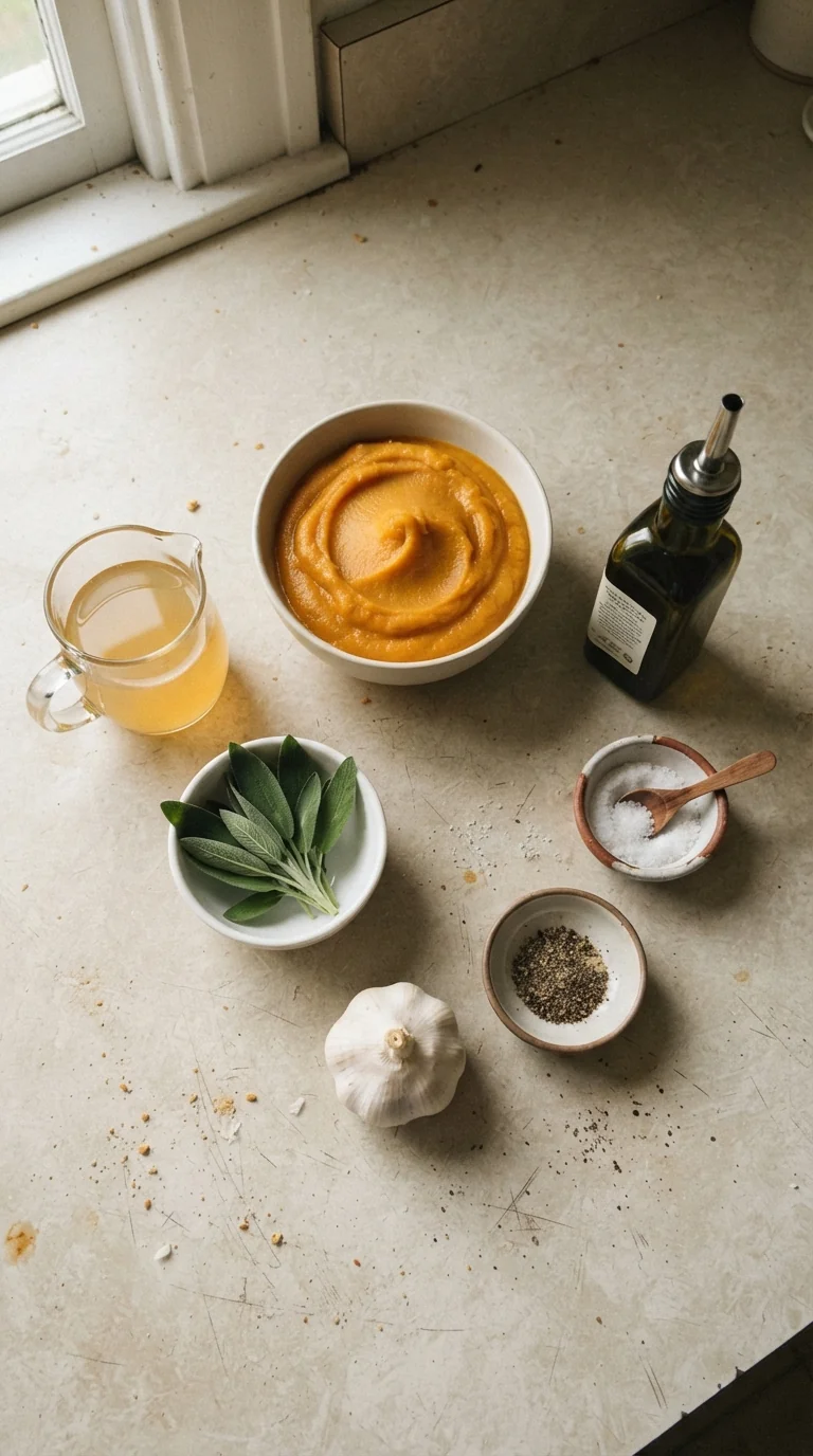 Ingredients for Savory Pumpkin Sage Soup Recipe