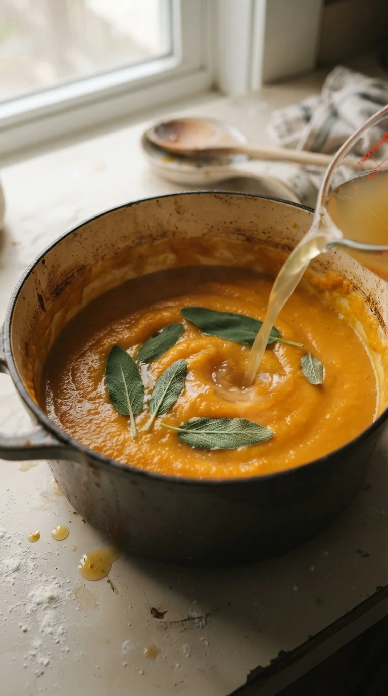 Step-by-step cooking of Savory Pumpkin Sage Soup Recipe