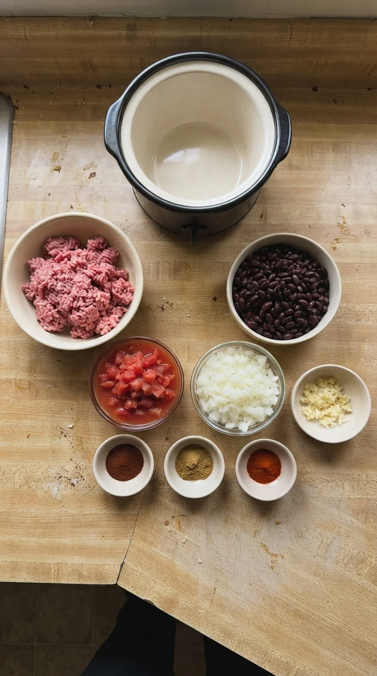 Ingredients for Spicy Crockpot Chili with Black Beans
