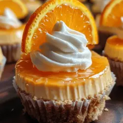 Mini cheesecakes have surged in popularity in recent years, becoming a favorite choice for dessert lovers everywhere. Their individual portions make them perfect for gatherings, parties, or simply indulging in a sweet treat without the guilt of a larger slice. Among the myriad of flavors available, Orange Creamsicle mini cheesecakes stand out for their vibrant color and delightful taste, reminiscent of childhood summers spent enjoying frozen treats on warm days. This recipe captures the nostalgic essence of the beloved creamsicle, combining the zesty brightness of fresh oranges with the rich creaminess of cheesecake.