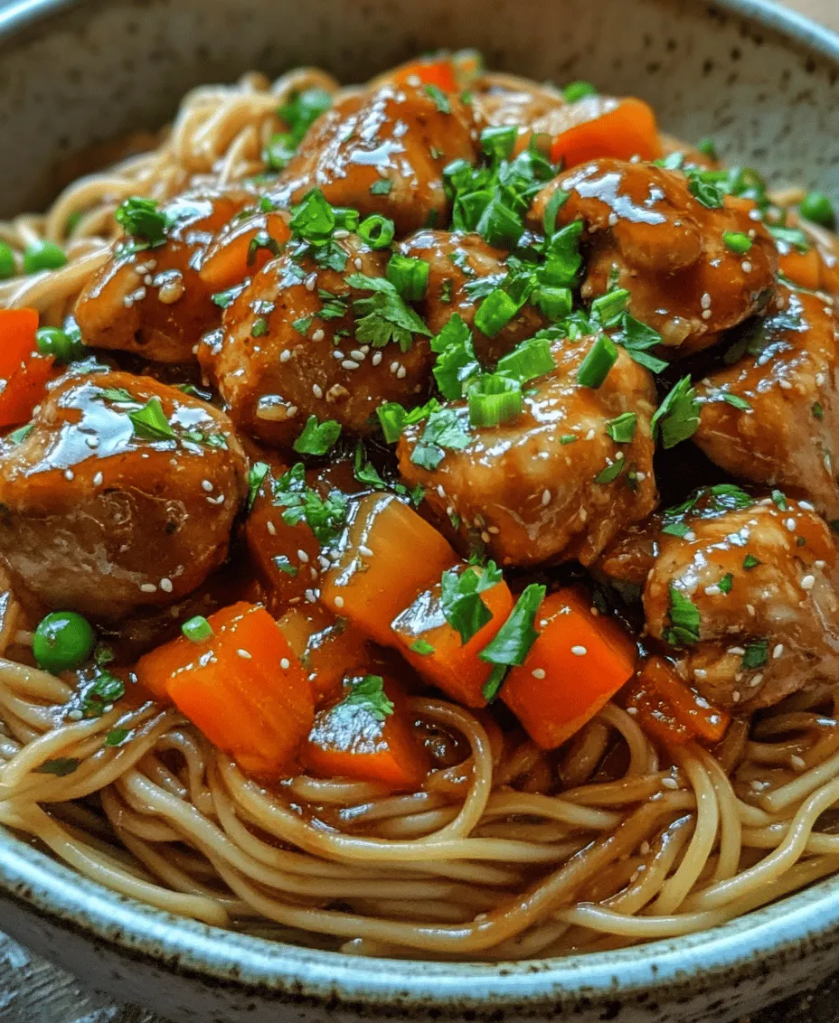 In a world where time is often limited, and the demands of daily life can feel overwhelming, the appeal of one-pot meals has skyrocketed. Enter the <strong>Delicious One-Pot Sweet & Savory Chicken Noodles</strong>—a culinary delight that not only saves time and effort but also brings a burst of flavor and nutrition to your dinner table. This recipe elegantly combines tender chicken, vibrant vegetables, and perfectly cooked noodles, all simmered together in a single pot for an easy cleanup.” /></p>
</p>
<h3>Different Vegetables for Seasonal Variations</h3>
</p>
<p>One of the many advantages of the one-pot sweet and savory chicken noodles is its versatility. You can easily adapt this recipe according to the seasons and what vegetables are available. Here are some suggestions for seasonal variations:</p>
</p>
<p>– <strong>Spring</strong>: Incorporate fresh asparagus, snap peas, or baby spinach. These vegetables add a vibrant color and a crisp texture that complements the noodles beautifully.</p>
<p>– <strong>Summer</strong>: Bell peppers, zucchini, and fresh corn can brighten up your dish. Their sweetness pairs perfectly with the savory flavors of the chicken and noodles.</p>
<p>– <strong>Fall</strong>: Consider adding cubed butternut squash, carrots, or even some roasted Brussels sprouts. These hearty vegetables add depth and warmth to the dish.</p>
<p>– <strong>Winter</strong>: Use root vegetables like parsnips, turnips, or sweet potatoes. Their natural sweetness enhances the overall flavor profile and provides a comforting element during colder months.</p>
</p>
<p>Feel free to mix and match vegetables based on your preferences or what you have on hand. This adaptability not only keeps the dish exciting but also allows you to take advantage of seasonal produce.</p>
</p>
<h3>Discussion on Spices and Herbs to Enhance Flavor</h3>
</p>
<p>The flavor of your chicken noodle dish can be dramatically enhanced with various spices and herbs. Here are some suggestions to elevate your one-pot meal:</p>
</p>
<p>– <strong>Garlic and Onion</strong>: These aromatics are a must-have base for any savory dish, providing depth and a rich flavor.</p>
<p>– <strong>Ginger</strong>: Fresh ginger adds a warm, zesty kick that complements the sweetness of the dish.</p>
<p>– <strong>Soy Sauce</strong>: A key ingredient in many Asian-inspired recipes, soy sauce adds umami and saltiness.</p>
<p>– <strong>Sesame Oil</strong>: Drizzling some toasted sesame oil at the end of cooking can impart a nutty aroma and flavor.</p>
<p>– <strong>Herbs</strong>: Fresh herbs such as cilantro, basil, or green onions can add a burst of freshness when sprinkled on top just before serving.</p>
<p>– <strong>Spices</strong>: Consider adding a pinch of red pepper flakes for heat, or curry powder for a unique twist. Each addition can transform the dish into a new culinary experience.</p>
</p>
<p>Experimenting with different spices and herbs allows you to customize the flavor profile to suit your palate and make this dish your own.</p>
</p>
<h3>Nutritional Benefits of the Dish</h3>
</p>
<p>This one-pot sweet and savory chicken noodles dish is not only delicious but also packed with nutritional benefits. Here’s a closer look at the health advantages of its ingredients:</p>
</p>
<p>– <strong>Chicken</strong>: A fantastic source of lean protein, chicken helps build and repair tissues and is essential for muscle health.</p>
<p>– <strong>Vegetables</strong>: The assorted vegetables provide vitamins, minerals, and dietary fiber, contributing to digestive health and reducing the risk of chronic diseases.</p>
<p>– <strong>Noodles</strong>: Depending on your choice, whole grain noodles can provide complex carbohydrates for sustained energy, while rice noodles are gluten-free options for those with sensitivities.</p>
<p>– <strong>Sauces and Seasonings</strong>: Ingredients like soy sauce can contain beneficial antioxidants, while ginger and garlic are known for their anti-inflammatory properties.</p>
</p>
<h4>Caloric Breakdown and Serving Size Information</h4>
</p>
<p>A typical serving of this dish (approximately 1.5 cups) contains around 400-500 calories, depending on the specific ingredients used and portion sizes. Here’s a general breakdown:</p>
</p>
<p>– <strong>Chicken (4 oz)</strong>: ~200 calories</p>
<p>– <strong>Noodles (1 cup)</strong>: ~200 calories (for whole grain)</p>
<p>– <strong>Vegetables (1 cup)</strong>: ~50 calories</p>
<p>– <strong>Sauces and Oils</strong>: ~50 calories</p>
</p>
<p>This dish fits well into a balanced diet, providing a good mix of protein, carbohydrates, and fats, along with essential vitamins and minerals. Adjusting portion sizes can help accommodate different dietary needs and calorie requirements.</p>
</p>
<h3>Serving Suggestions</h3>
</p>
<p>To maximize the enjoyment of your one-pot sweet and savory chicken noodles, consider these serving ideas:</p>
</p>
<p>– <strong>Side Dishes</strong>: Pair your dish with a light cucumber salad or steamed broccoli. These sides add freshness and balance to the meal without overwhelming flavors.</p>
<p>– <strong>Garnishes and Presentation Styles</strong>: Top the noodles with chopped green onions, sesame seeds, or a drizzle of chili oil for a beautiful presentation. Using colorful vegetables can also enhance the visual appeal of the dish.</p>
<p>– <strong>Beverage Pairings</strong>: Serve with a refreshing iced tea, light beer, or a crisp white wine. These beverages can complement the sweet and savory notes of the dish, creating a complete dining experience.</p>
</p>
<h3>Storing and Reheating Leftovers</h3>
</p>
<p>Leftovers from your one-pot meal can be a lifesaver for busy days. Here are some best practices for storing and reheating:</p>
</p>
<p>– <strong>Storing Leftovers</strong>: Allow the dish to cool down before transferring it to an airtight container. Store it in the refrigerator for up to 3-4 days.</p>
<p>– <strong>Reheating</strong>: When reheating, add a splash of water or broth to prevent the noodles from drying out. Use a microwave or stovetop, heating until the dish is warmed through.</p>
<p>– <strong>Freezing and Thawing</strong>: If you want to freeze leftovers, portion them into freezer-safe containers. They can last for up to 2-3 months. To thaw, transfer the container to the refrigerator overnight, then reheat as described above.</p>
</p>
<h3>Cultural Inspiration Behind the Recipe</h3>
</p>
<p>The one-pot meal is a concept that transcends cultures, with similar dishes found across the globe. From Asian stir-fried noodles to Italian risottos, the idea of combining ingredients in a single pot reflects a practical approach to cooking.</p>
</p>
<p>This recipe draws inspiration from various culinary traditions, combining the savory flavors of Asian cuisine with the comforting essence of a cozy noodle dish. It highlights the beauty of fusion cooking, where techniques and flavors from different cultures come together to create something unique.</p>
</p>
<p>Personal anecdotes often enrich a recipe. Perhaps you have fond memories of cooking with family or friends, gathering around the table to share a meal. These moments are the heart of cooking, reminding us that food is not just about sustenance but also about connection and joy.</p>
</p>
<h3>Conclusion</h3>
</p>
<p>The one-pot sweet and savory chicken noodles are a delightful dish that showcases the ease of preparation and the joy of sharing meals with loved ones. This recipe invites you to explore a variety of flavors and ingredients, encouraging creativity in the kitchen.</p>
</p>
<p>As you prepare this dish, remember that cooking is about experimenting and adjusting to your tastes. Don’t hesitate to swap vegetables, modify spices, or even try different proteins to make the recipe your own.</p>
</p>
<p>In a world that often feels rushed, taking the time to create a nourishing meal is a wonderful way to slow down and enjoy life’s simple pleasures. So gather your ingredients, embrace the process, and relish the satisfaction of a delicious homemade meal.</p>
</div>