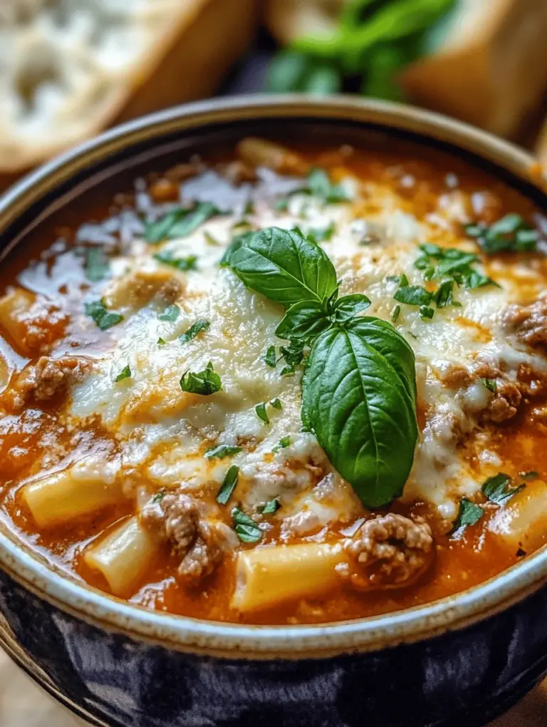 Lasagna soup is a delightful culinary creation that brings the beloved flavors of traditional lasagna into a warm, comforting bowl of soup. This innovative dish has captured the hearts of home cooks and food enthusiasts alike, presenting a cozy meal that is perfect for family gatherings or quiet nights in. The beauty of lasagna soup lies in its ability to combine all your favorite lasagna components—rich tomato sauce, savory meats, and melty cheeses—into a single, hearty soup format.