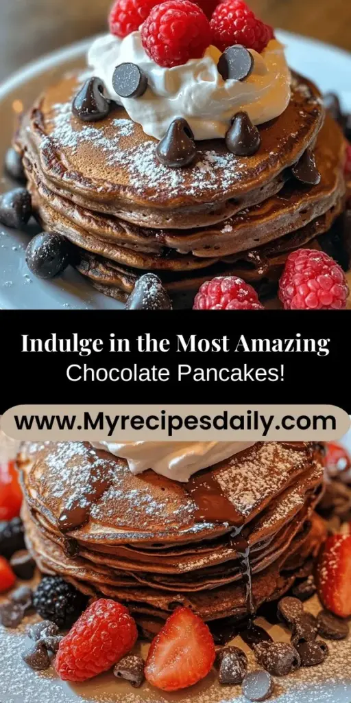 Indulge in the ultimate breakfast treat with these amazing chocolate pancakes! With their rich chocolate flavor and fluffy texture, they're perfect for special occasions or just a cozy weekend brunch. This simple recipe is customizable to suit your tastes, whether topped with whipped cream, fresh berries, or extra chocolate chips. Discover the joy of creating a delightful stack that elevates any meal! #ChocolatePancakes #BreakfastDelights #BrunchGoals #SweetTreats #FoodieFun