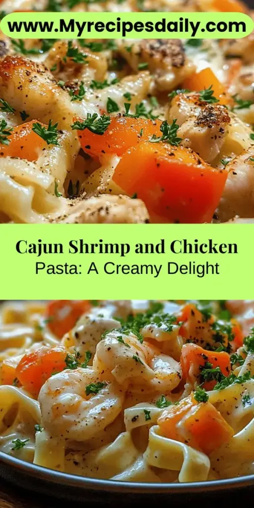 Indulge in the rich flavors of Creamy Cajun Shrimp and Chicken Pasta! This satisfying weeknight dish combines tender chicken and sweet shrimp in a creamy sauce enlivened by bold Cajun spices. With fettuccine pasta and fresh vegetables, each bite is a delightful blend of textures and taste. Perfect for dinners or impressing guests, this recipe is a must-try. Elevate your dining experience tonight! #CajunCuisine #PastaRecipes #DinnerIdeas #Foodie #ComfortFood #ShrimpDish