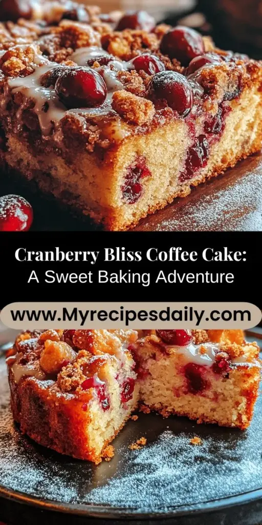 Discover the joy of baking with the Cranberry Bliss Coffee Cake Delight! This recipe combines the tartness of fresh cranberries with rich brown sugar and buttery flavors for a heartwarming treat perfect for any occasion. Easy to make and delicious to share, this coffee cake will impress friends and family alike. Get ready to create cherished memories in the kitchen! #CranberryBliss #CoffeeCake #BakingJoy #HomemadeDelight #CozyBaking