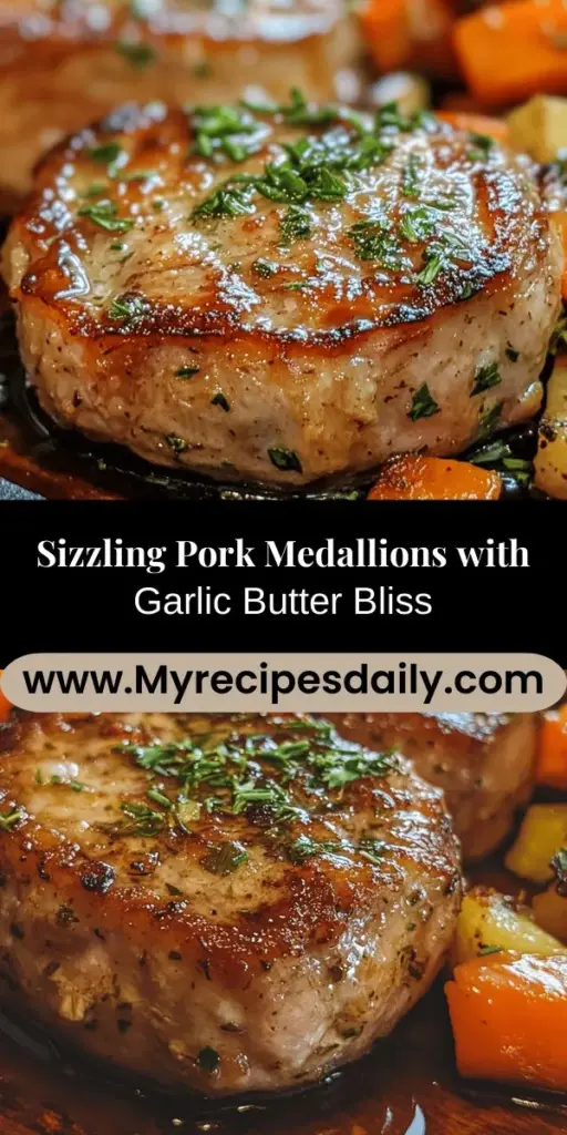 Discover the mouthwatering flavor of Sizzling Pork Medallions with Garlic Herb Butter! This delicious dish features tender pork tenderloin seared to golden perfection, complemented by a rich garlic herb sauce. It’s easy to make and perfect for any occasion, whether a weeknight dinner or a special gathering. Elevate your culinary skills with this flavorful recipe! #PorkMedallions #GarlicButter #EasyRecipes #DinnerIdeas #Foodie #DeliciousDishes