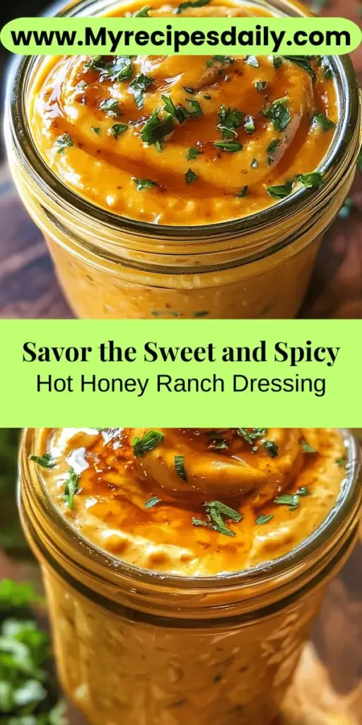 Elevate your meals with this delicious Hot Honey Ranch recipe that merges sweet and spicy flavors in a creamy dressing. Perfect for salads, dipping veggies, or drizzling over grilled meats, this versatile condiment is easy to customize to suit your taste. With simple ingredients like hot honey, mayonnaise, and herbs, you can create a unique dressing that adds excitement to any dish. Discover the joy of homemade dressings today! #HotHoneyRanch #DIYCondiments #FlavorFusion #CookingAtHome #FoodieIdeas #RecipeInspo