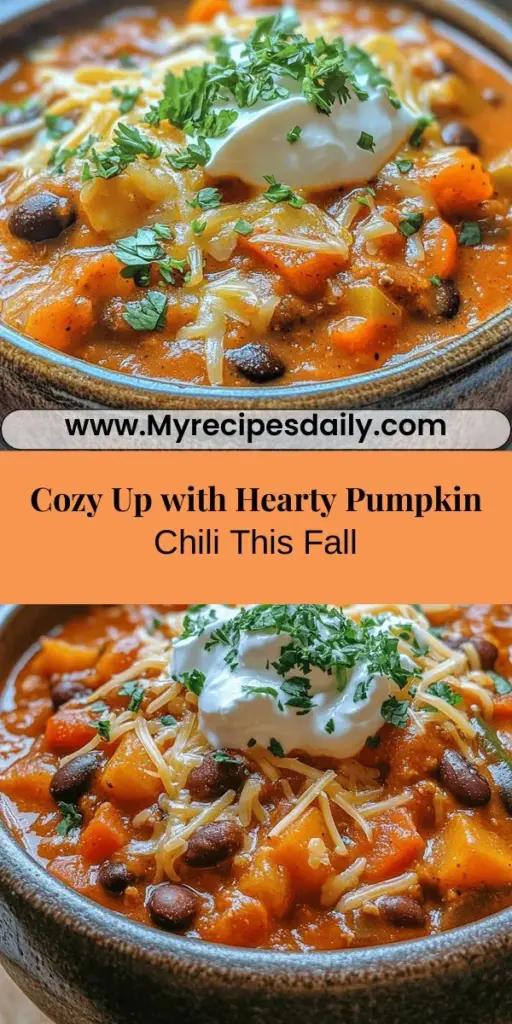 Warm up this fall with Hearty Pumpkin Chili, a comforting dish that combines the earthy flavors of pumpkin, beans, and spices. Packed with vitamins and fiber, this creamy, nutritious recipe is perfect for family dinners or meal prep. Using seasonal ingredients not only enhances flavor but supports local agriculture. Whether garnished with cilantro or paired with cornbread, this chili is sure to be a crowd-pleaser! #PumpkinChili #FallRecipes #ComfortFood #HealthyEating #SeasonalIngredients