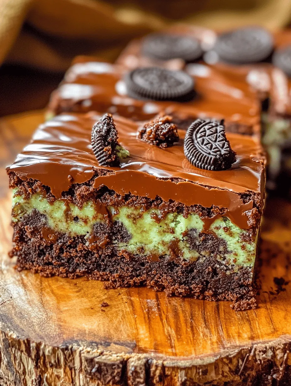 If you’re on the hunt for a dessert that tantalizes the taste buds while also making a striking visual impact, look no further than Triple Layer Fudgy Mint Oreo Brownies. This decadent treat is a symphony of flavors that combines the rich, velvety texture of brownies with the refreshing taste of mint Oreos and a luscious chocolate ganache topping. Each bite delivers an explosion of chocolate intermingled with a cool minty finish, making it an irresistible choice for any dessert lover.