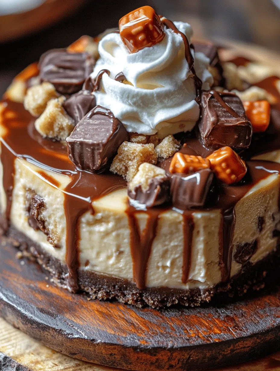 Are you ready to embark on a decadent journey that combines two beloved desserts into one irresistible treat? The Ultimate Reese’s Cheesecake Cookie Delight is a dream come true for chocolate and peanut butter lovers alike. This indulgent dessert harmoniously blends a classic cookie base with a rich, creamy cheesecake layer, topped off with delightful whipped cream and mini Reese’s Peanut Butter Cups. It’s an explosion of flavor and texture that will leave your taste buds dancing with joy.