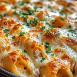 Garlic Butter Chicken Alfredo Stuffed Shells are a deliciously comforting dish that captures the essence of Italian cuisine while offering a delightful twist. Imagine large pasta shells, generously filled with a creamy mixture of garlic-infused butter, tender chicken, and rich cheeses, all enveloped in a luscious Alfredo sauce. This dish is not just a feast for the palate; it is a visual treat as well, perfect for impressing family and friends at gatherings or during a cozy family dinner.