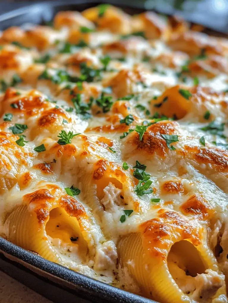 Garlic Butter Chicken Alfredo Stuffed Shells are a deliciously comforting dish that captures the essence of Italian cuisine while offering a delightful twist. Imagine large pasta shells, generously filled with a creamy mixture of garlic-infused butter, tender chicken, and rich cheeses, all enveloped in a luscious Alfredo sauce. This dish is not just a feast for the palate; it is a visual treat as well, perfect for impressing family and friends at gatherings or during a cozy family dinner.