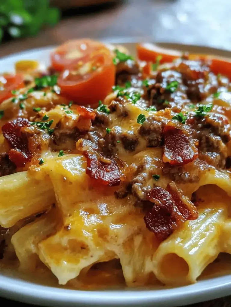 In the world of culinary creations, comfort food is often a source of solace, warmth, and satisfaction. It evokes memories of family gatherings, lazy weekends, and cozy nights in. The Loaded Bacon Cheeseburger Alfredo Pasta takes this concept to a new level, offering an enticing twist on traditional comfort food. This dish successfully melds the beloved flavors of a classic cheeseburger with the creamy richness of Alfredo pasta, creating a delightful fusion that is sure to please both pasta lovers and burger enthusiasts alike.