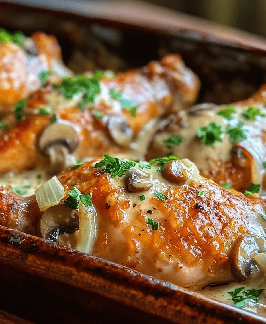 Welcome to a culinary adventure that combines comfort and flavor in one delightful dish: Creamy Mushroom Delight, featuring succulent baked chicken legs. This recipe not only tantalizes the taste buds but also brings a sense of warmth and satisfaction that is often sought after in home-cooked meals. Whether you're preparing a cozy family dinner or entertaining guests, this dish promises to impress with its creamy sauce and perfectly cooked chicken.