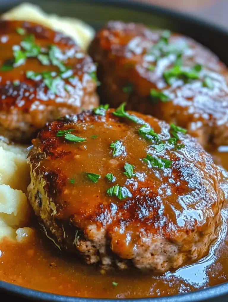 Salisbury steak has carved a niche for itself as a beloved comfort food in American households, providing warmth and satisfaction with each bite. This dish combines the hearty flavors of seasoned ground beef with a rich, savory brown gravy that elevates it to a new level of deliciousness. The appeal of Salisbury steak lies not only in its robust taste but also in its versatility, as it can be served with various sides, from mashed potatoes to steamed vegetables, making it a perfect choice for any meal.