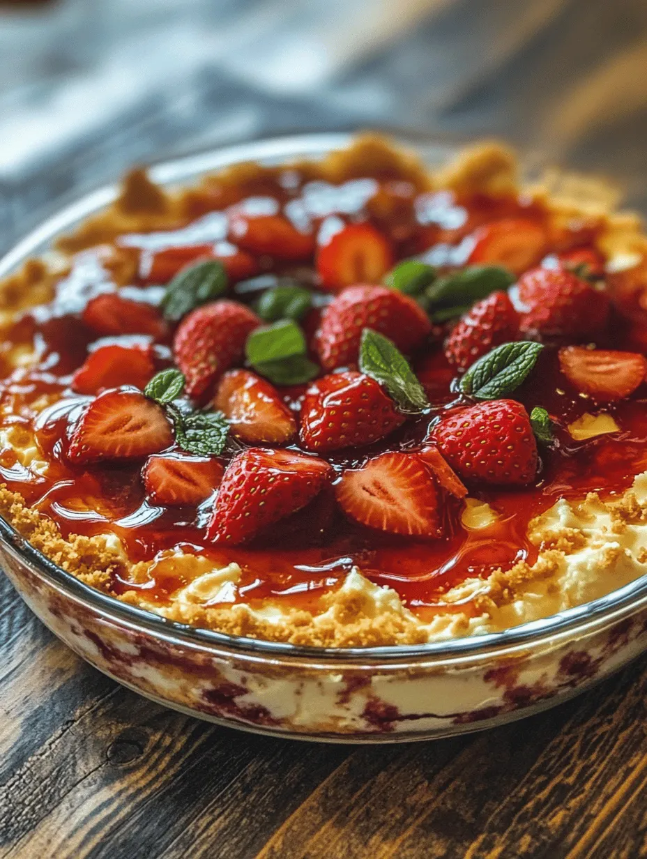 Welcome to the sweet and creamy world of desserts, where indulgence meets simplicity in our delightful Strawberry Cheesecake Lush. This no-bake recipe is a game-changer for dessert lovers seeking a visually stunning and delicious treat without the fuss of baking. With its vibrant layers of fresh strawberries and a luscious creamy cheesecake filling, this dessert is not only easy to prepare but also perfect for any occasion—be it a summer gathering, a celebratory event, or a cozy night in.