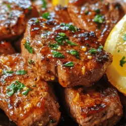 Cajun Garlic Butter Steak Bites is a sensational dish that combines the rich, savory flavors of tender steak with the aromatic essence of garlic and the bold kick of Cajun seasoning. This recipe is a culinary treasure that brings together the best of both worlds: the satisfying bite of perfectly seared steak and the indulgent, buttery sauce that elevates it to a whole new level. Whether you're hosting a dinner party, enjoying a casual weeknight meal, or looking for an impressive appetizer, Cajun Garlic Butter Steak Bites are sure to please.