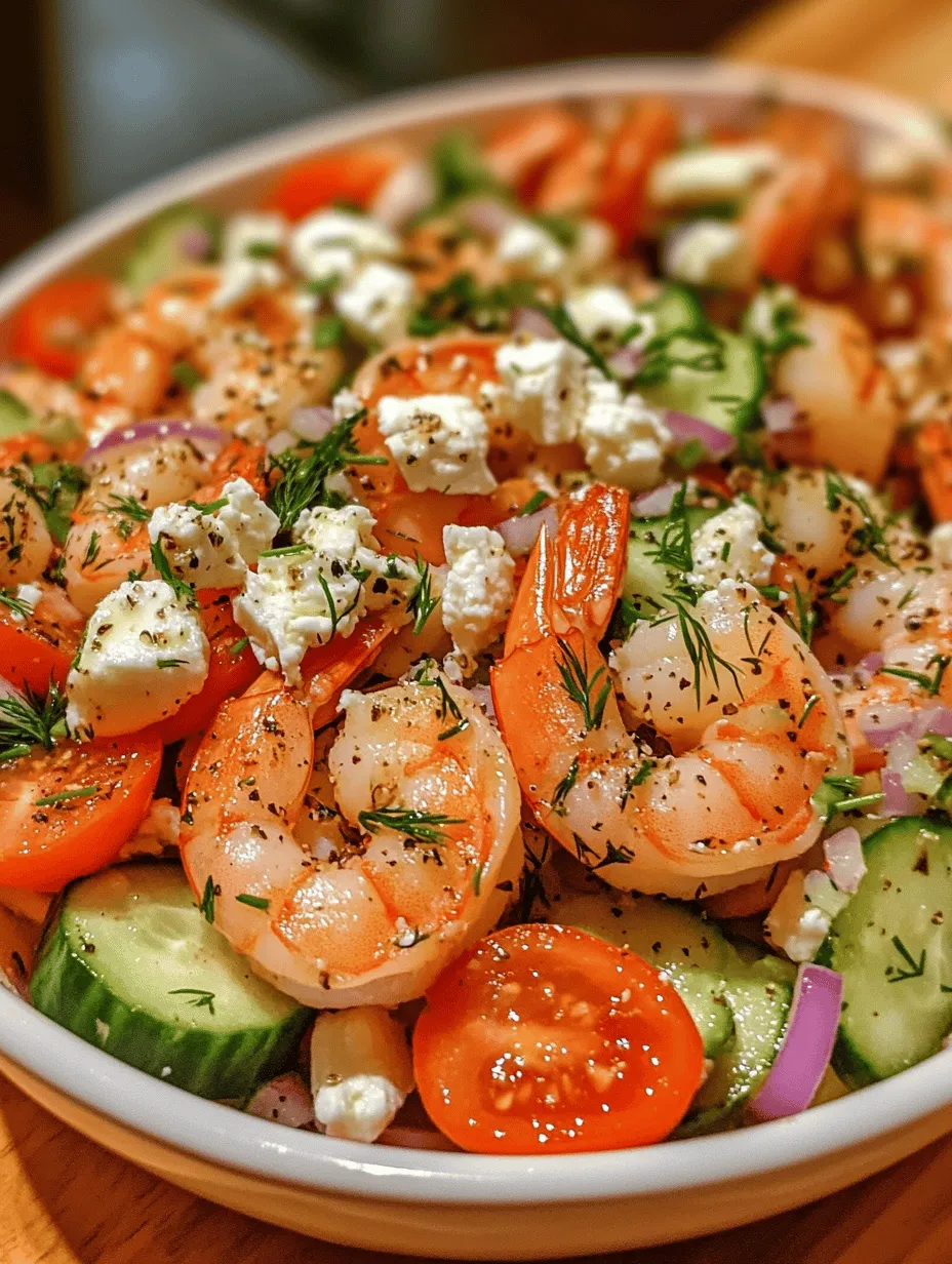 This salad is not just a feast for the senses; it is also a nutritional powerhouse. Shrimp, the star of the dish, is known for its high protein content and low caloric value, making it an excellent choice for those looking to maintain a healthy lifestyle. Coupled with cucumbers, which are primarily made up of water, this dish is incredibly hydrating, perfect for hot days. Together, these ingredients create a salad that is not only refreshing but also beneficial for your overall health.