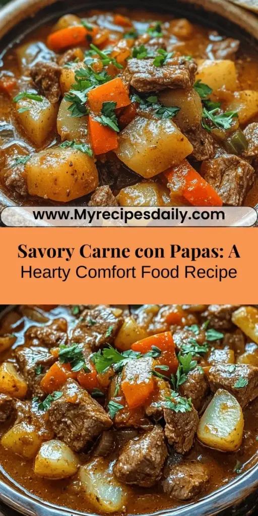 Discover the warmth and richness of Savory Carne con Papas, a beloved Latin American comfort food that brings families together. This hearty stew combines tender beef, flavorful spices, and hearty potatoes, creating a dish that not only nourishes but also evokes nostalgia. Learn about its cultural significance, key ingredients, and step-by-step cooking instructions to create a satisfying meal perfect for any occasion. Experience the joy of sharing this culinary tradition with loved ones.