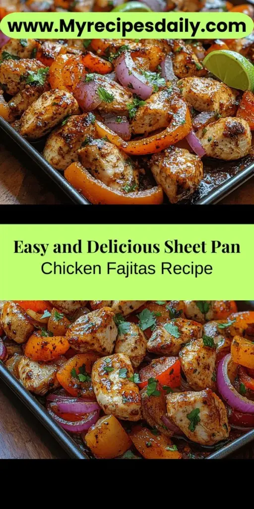 Discover the convenience and flavor of sheet pan chicken fajitas—perfect for busy weeknights! This vibrant dish combines juicy chicken, colorful bell peppers, and zesty spices, all cooked in one pan for easy prep and clean-up. With customizable ingredients for every taste and a healthy profile, it's a hit for the whole family. Enjoy this delicious meal wrapped in tortillas or piled high with your favorite toppings. Quick, satisfying, and full of flavor, it's a must-try!