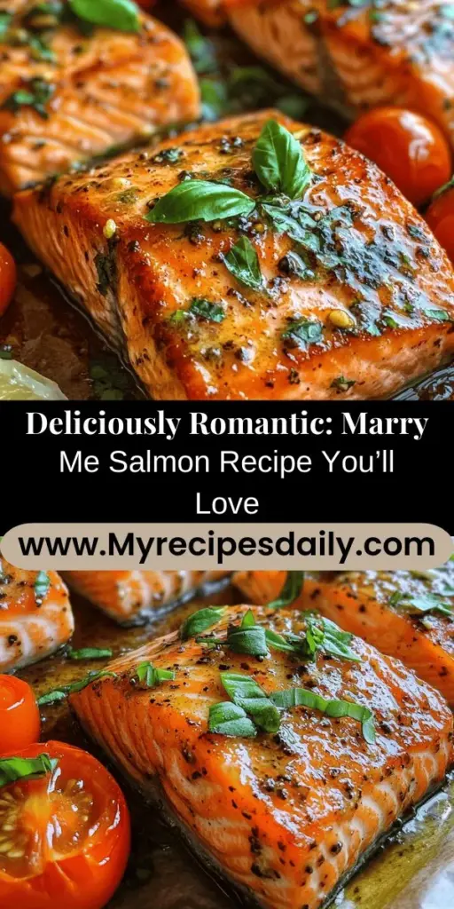 Discover the magic of Marry Me Salmon, a dish that beautifully combines romance and flavor. This exquisite recipe features baked salmon topped with vibrant cherry tomatoes and a creamy, tangy sauce, creating a stunning centerpiece for any dinner date or special occasion. Easy enough for novice cooks yet impressive enough for seasoned chefs, Marry Me Salmon promises to elevate your dining experience and leave a lasting impression on your loved ones. Make your next meal unforgettable!