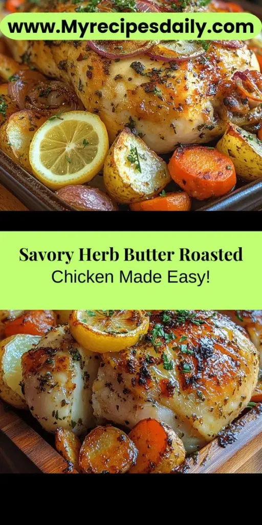 Create a memorable family dinner with this Savory Herb Butter Roasted Chicken recipe. It's a wonderful blend of fresh herbs, zesty lemon, and tender vegetables that transforms a simple roast into a flavor-packed feast. This dish is easy to prepare, ensuring juicy, succulent chicken with crispy skin. Discover the step-by-step process of crafting the perfect herb butter, seasoning techniques, and roasting tips to impress your loved ones and make any gathering special. Enjoy the warmth and comfort of homemade goodness!