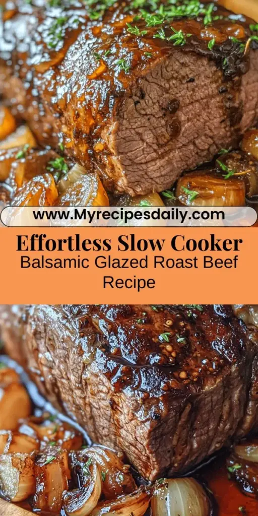 Discover the joy of cooking with this Slow Cooker Balsamic Glazed Roast Beef recipe that promises tender, flavorful results with minimal effort. Ideal for busy days, the succulent chuck roast simmers in a rich balsamic glaze, marrying sweet and savory flavors. Perfect for family dinners or meal prep, this dish can be served with mashed potatoes, roasted vegetables, or even as delicious sandwiches. Learn how to create this mouthwatering meal and impress your loved ones!