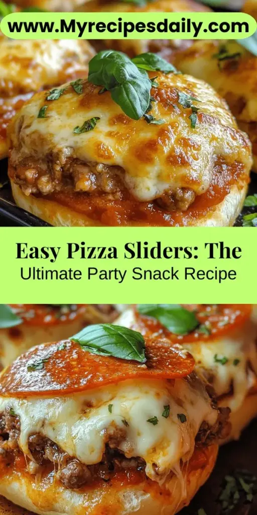 If you want a quick and delicious snack for your next gathering, try these pizza sliders! They're mini sandwiches packed with all your favorite pizza flavors and are incredibly easy to make. Perfect for game days, family dinners, or casual get-togethers, these sliders are customizable with various meats, cheeses, and toppings. With their bite-sized goodness and robust flavors, they will be a hit among guests of all ages. Enjoy making and sharing this delightful treat with friends and family!