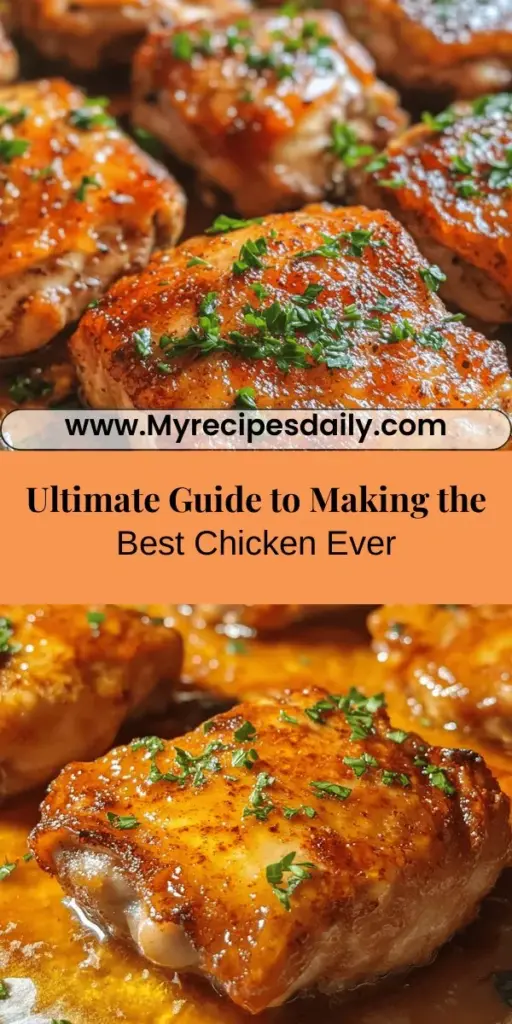 Discover how to make The Best Chicken Ever with this easy-to-follow recipe that brings comfort food to new heights. This succulent roast chicken pairs perfectly with sides like roasted veggies, salads, and grains, ensuring a delightful meal for any occasion. With a flavorful marinade and simple baking techniques, you'll impress family and friends with juicy, tender chicken every time. Try it and taste the difference! #ChickenRecipe #HomeCooking #ComfortFood #CulinaryDelight #HealthyEating
