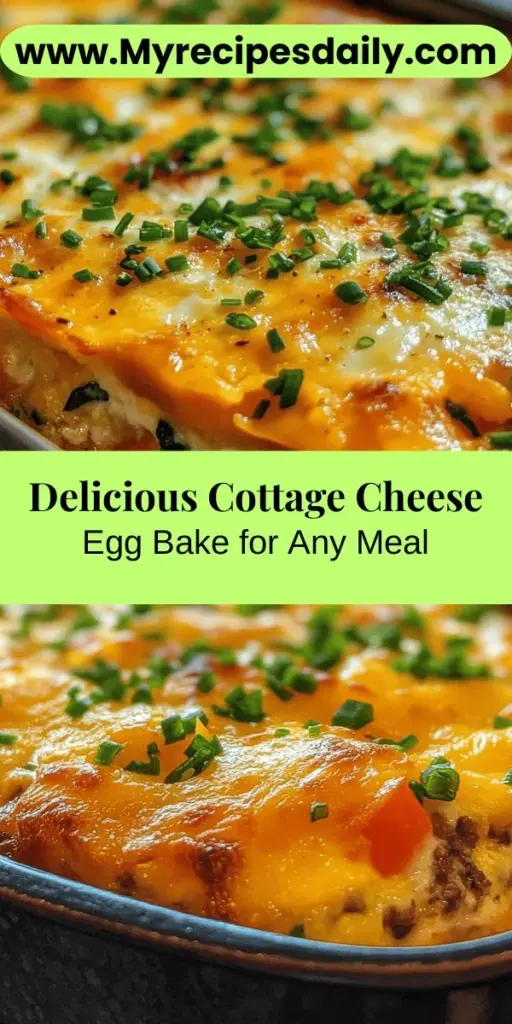 Discover the Cottage Cheese Egg Bake Delight, a delicious and nutritious dish perfect for any meal. This recipe combines creamy cottage cheese, protein-packed eggs, and colorful vegetables for a wholesome breakfast, brunch, or light dinner. It's versatile and customizable, allowing you to mix in your favorite veggies and cheeses. Loaded with health benefits, this bake is simple to prepare and ideal for meal prep or feeding a crowd. Enjoy a satisfying and flavorful dish that nourishes the body and pleases the palate!