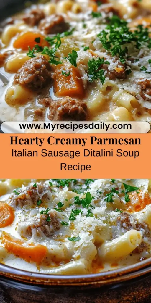 Warm up your winter days with a bowl of Creamy Parmesan Italian Sausage Ditalini Soup, the ultimate comfort food! This hearty dish features savory Italian sausage, tender vegetables, and al dente ditalini pasta all swimming in a rich, creamy broth. Packed with flavor from fresh ingredients and Italian herbs, it's perfect for weeknight dinners or impressing guests. Follow our step-by-step guide to create a delicious soup that’s sure to become a family favorite!