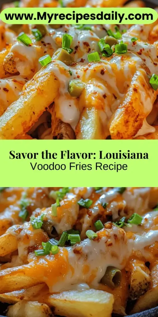Experience the bold flavors of Louisiana with this delicious Louisiana Voodoo Fries recipe. These loaded fries take comfort food to another level, featuring crispy russet potatoes topped with a zesty blend of spices, melty pepper jack cheese, and vibrant garnishes like sour cream and green onions. Perfect for any occasion, this dish is not just about satisfying your cravings; it’s a flavorful journey that celebrates the rich culinary heritage of Louisiana. Get ready to impress friends and family with a tasty twist on a classic!