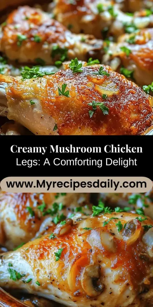 Dive into the irresistible flavors of Creamy Mushroom Delight with these baked chicken legs! Perfect for family dinners or entertaining, this dish combines juicy chicken with a rich, velvety mushroom sauce that's sure to impress. Made with fresh ingredients and aromatic herbs, it's a restaurant-quality meal you can easily replicate at home. Try it tonight and enjoy the warmth of comfort food! #CreamyMushroomChicken #ComfortFood #BakedChicken #HomeCooking #FoodieFavorites #DeliciousDinner